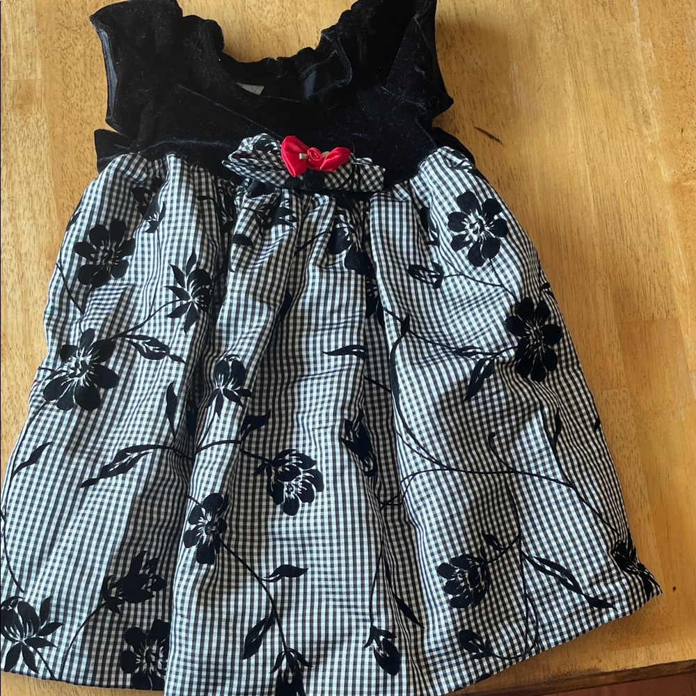 Charming Black and White Floral Kids Dress